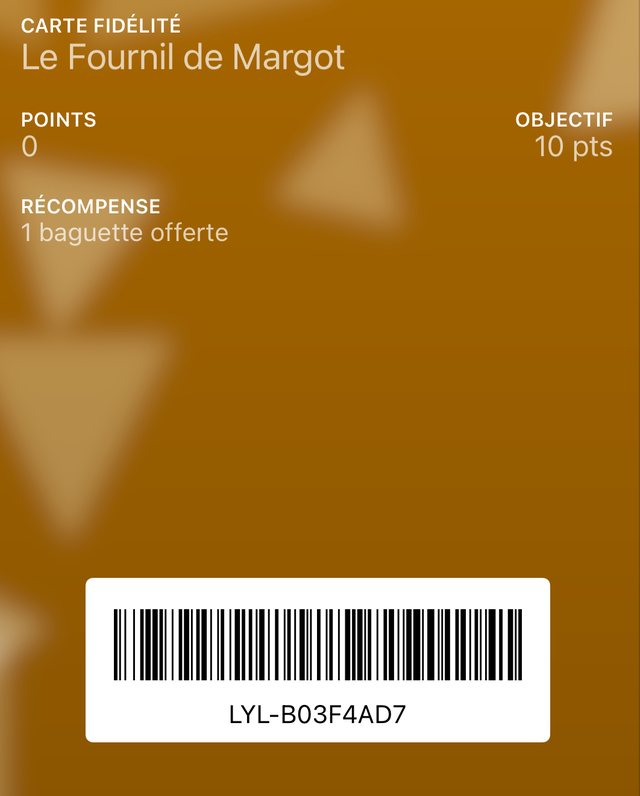 Carte de fidélité Le Fournil de Margot