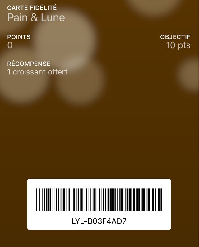 Carte de fidélité Pain & Lune