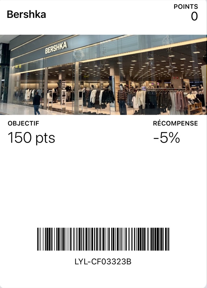 Carte de fidélité Bershka